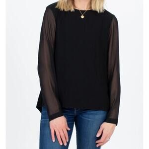 Rag & Bone Long Sleeve Top Sheer Split Back Large Goth Minimalist Dark Romantic